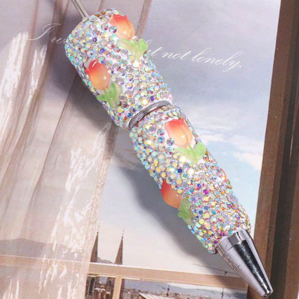Wholesale wholesale beadable pens  flower diamond pen full diamond bead pen DIY